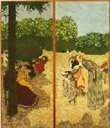 Edouard Vuillard Public Gardens.Little Girls Playing and The Examination oil on canvas